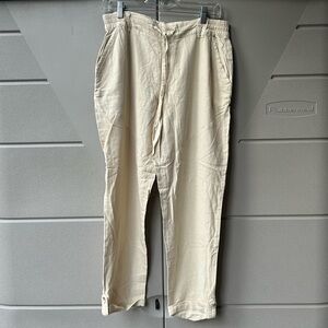 Women's Cream Linen/Rayon Pants